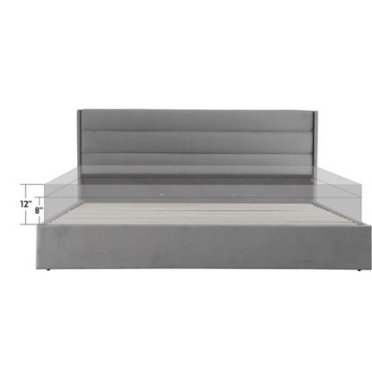 Elegant Hydraulic Lift Upholstered Storage Bed with Wingback Headboard, Velvet Fabric, Button-Tufted Detailing, and Ample Under-Bed Storage for Bedding and Seasonal Items