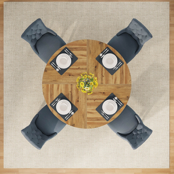 47-Inch Round Dining Table for 4 – Modern Wood Kitchen Table with MDF Legs, Perfect for Dining Room, Kitchen, or Living Room