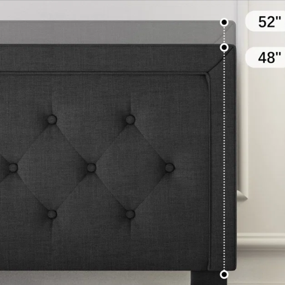 Tufted Upholstered Platform Bed – Full/Double Size with Linen Fabric, Elegant Design for Comfortable Bedrooms