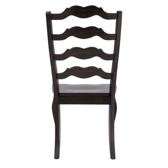 Rustic Ladder Back Solid Wood Dining Chairs (Set of 2) – Farmhouse Style Kitchen or Dining Room Seating