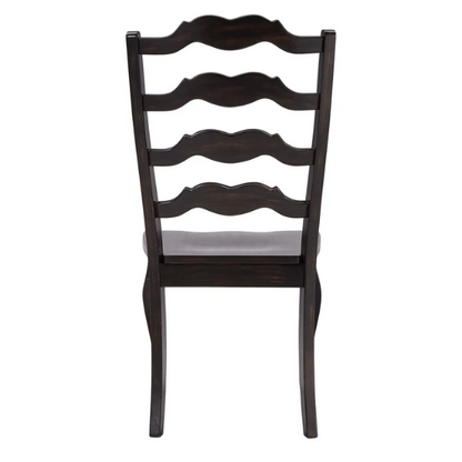 Rustic Ladder Back Solid Wood Dining Chairs (Set of 2) – Farmhouse Style Kitchen or Dining Room Seating