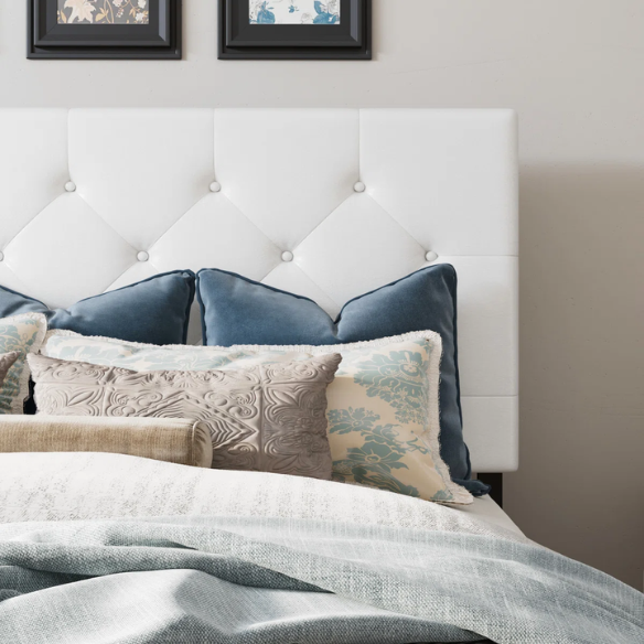 Queen Size Upholstered Platform Storage Bed with Tufted Button Accent Design