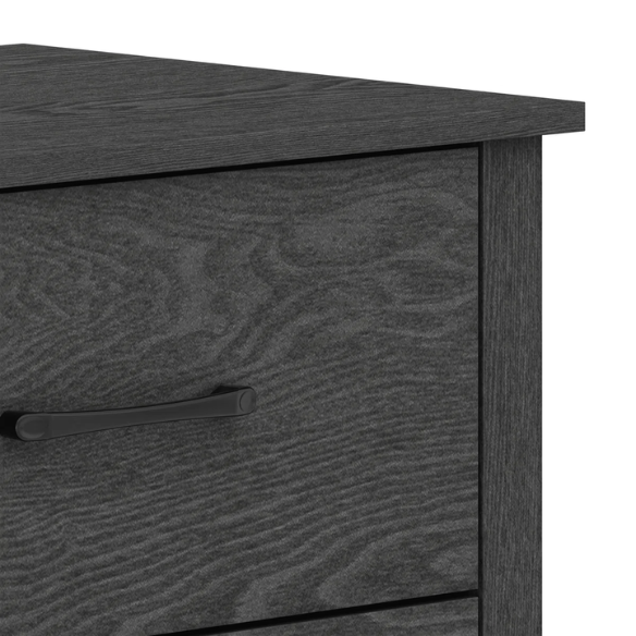 Modern 6-Drawer Double Dresser with Flared Feet and Sleek Black Metal Handles