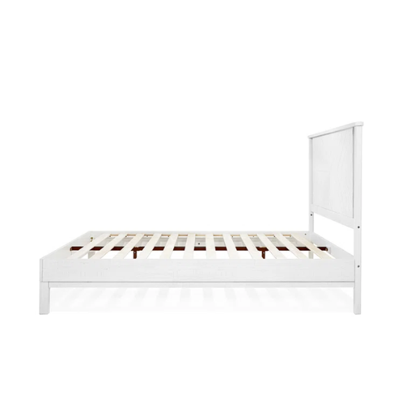 Solid Wood Platform King Size Bed with Headboard – Rustic Wood Frame with Steel Reinforcement for Ultimate Stability and Comfort