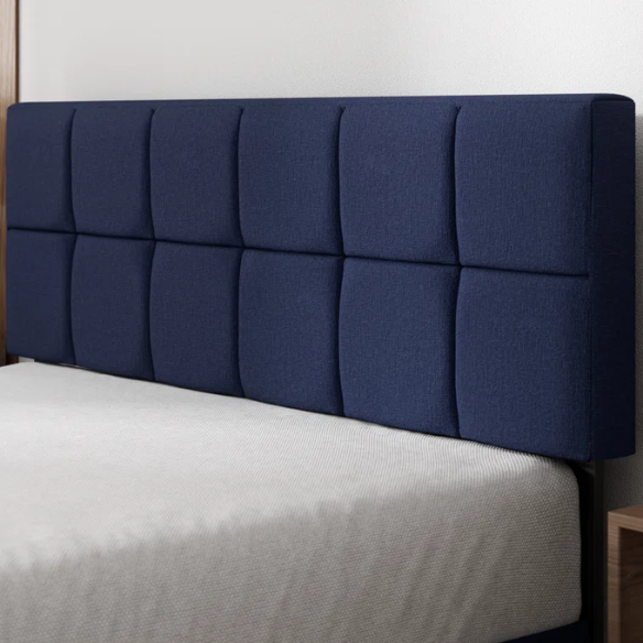 Modern King Size Upholstered Low Profile Platform Bed – Square-Tufted Headboard, Durable Steel Frame
