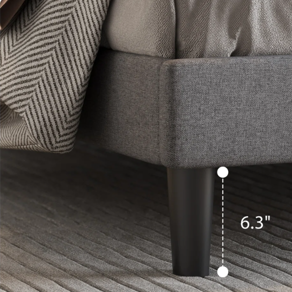 Modern Queen Size Upholstered Platform Bed with Deluxe Wingback and Linen Blend Fabric