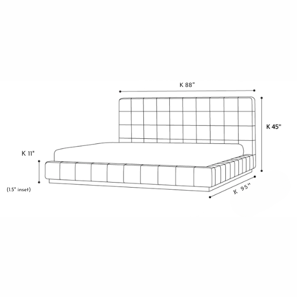 Upholstered Platform Bed with Square-Tufted Headboard, Basketweave Design, and Solid Eucalyptus Wood Frame – No Box Spring Needed