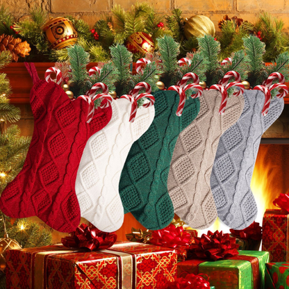 Red Knit Christmas Stocking – Festive Holiday Decor & Gift Bag