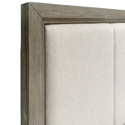 6-Piece Gray Wood Bedroom Set with Upholstered Panel Bed, Dresser, Mirror, 2 Nightstands, and Chest – Elegant and Timeless Design