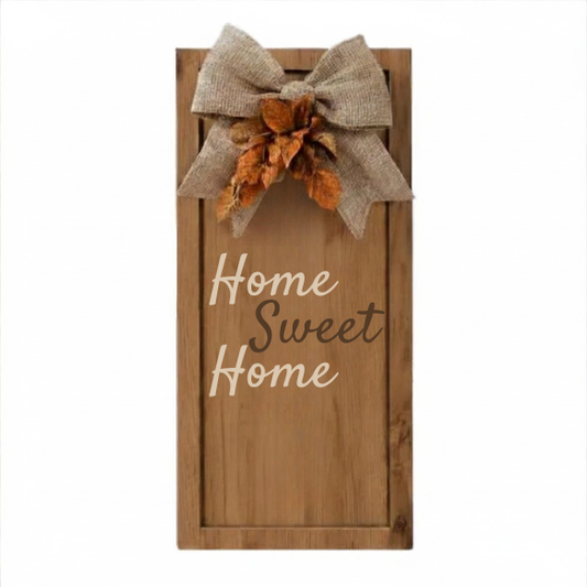 Home Sweet Home Wooden Decorative Sign with Burlap Bow