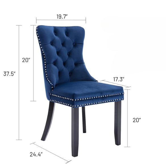 Upholstered Tufted Dining Chairs with Curved Back & Nailhead Detail – Set of 2