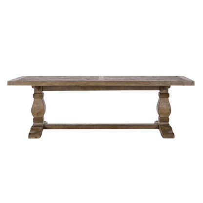 Reclaimed Pine Wood Dining Table – Rustic, Hand-Finished with Weathered Brown Finish, Sturdy and Unique Design