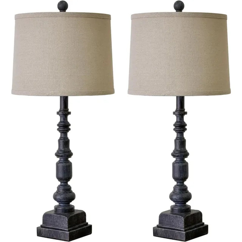 Oneach 27.75" Vintage Farmhouse USB A+C Table Lamps Set of 2 for Living Room Traditional Bedside Lamps for Bedroom Office Mid