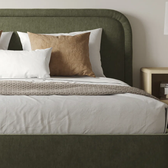 Premium Upholstered Aurora Lift-Up Storage Bed with Elegant Boucle Performance Fabric, Plush Foam-Padded Headboard, and Spacious Under-Bed Storage for a Clutter-Free Bedroom