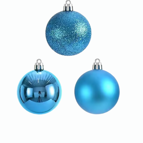 Blue Christmas Ball Ornaments – 24-Piece Set, Shatterproof Holiday Decorations (Available in 3 cm, 4 cm, and 6 cm)