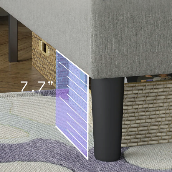 King Size Button-Tufted Platform Bed with LED Headboard, Built-in Charging Station, and Under-Bed Storage – Modern Convenience Meets Stylish Design