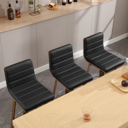 Mid-Century Modern Faux Leather Swivel Counter/Bar Stools – 360° Swivel, Padded PU Leather Seat & Back, Durable Bentwood Legs, Metal Footrest, Supports Up to 440lbs for Home Bar or Kitchen