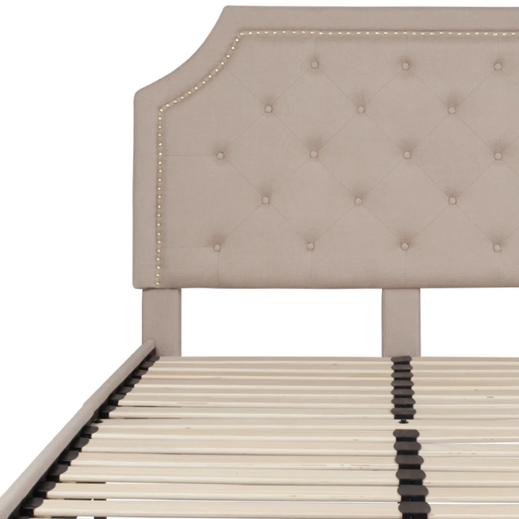 Elegant Button Tufted Upholstered Platform Bed Frame – Full Double Size with Modern Design