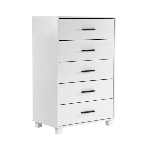 Rustic White King 5-Piece Solid Wood Bedroom Set – Bed, 2 Nightstands, 6-Drawer Dresser, and 5-Drawer Chest