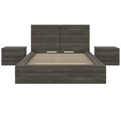 Elegant 3-Piece Wood Bedroom Set – Full Double Size Bed with Stylish Headboard and 2 Matching Nightstands