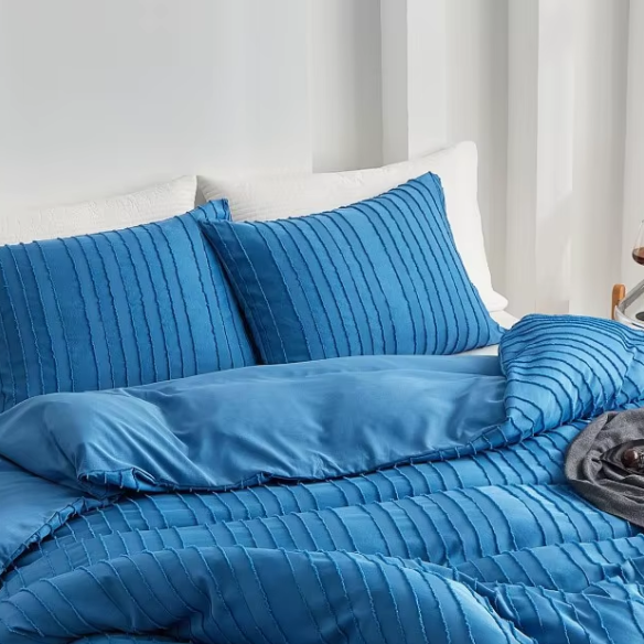 Luxurious Tufted Duvet Cover Set – Queen Size | Striped Textured Boho Bedding | Ultra-Soft Washed Microfiber | 3-Piece Set
