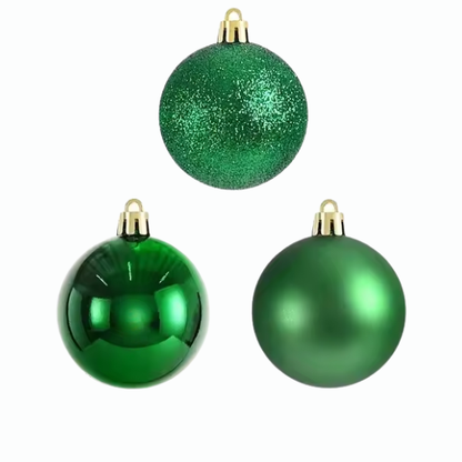 Dark Green Christmas Ball Ornaments – 24-Piece Set, Shatterproof Holiday Decorations (Available in 3 cm, 4 cm, and 6 cm)