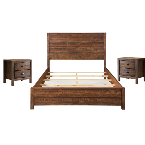 2-Piece Queen Panel Bedroom Set – Rustic Chic Design in 100% Solid Pine Wood from Sustainable Forests