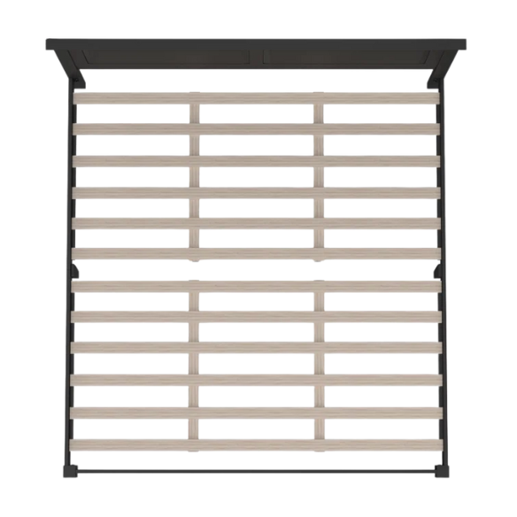 King Size Solid Oak Platform Storage Bed with Inset Panel Headboard, Molding Detail, and Slat System