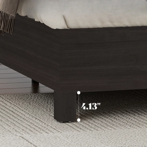 Modern King Size Wood Bed Frame with LED-Integrated Headboard & Adjustable Features for Ultimate Comfort