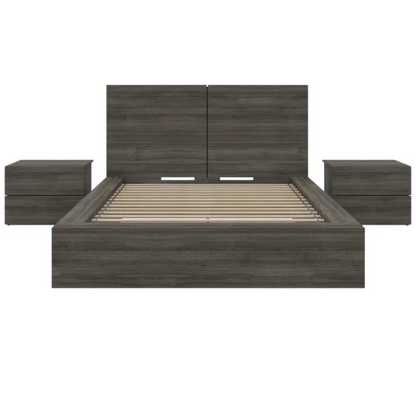 Modern 4-Piece Queen Bedroom Set with Platform Bed, Headboard, and 2 Drawer Nightstands