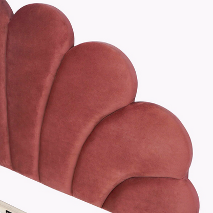 Upholstered Platform Bed with Flower Pattern Velvet Headboard – Full/Double Size, Elegant Design for Modern Bedrooms