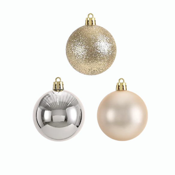 Gold & Silver Christmas Ball Ornaments – 24-Piece Set, Shatterproof Holiday Decorations (Available in 3 cm, 4 cm, and 6 cm)