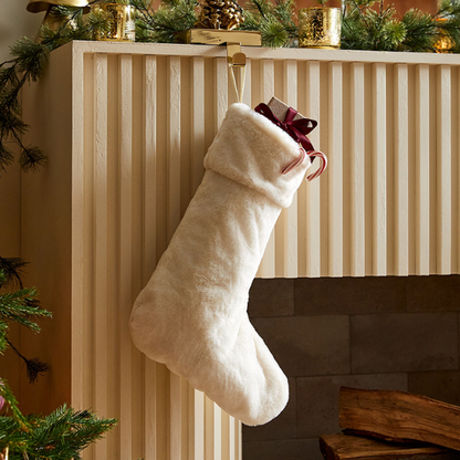 Soft Fabric Christmas Stocking – Cozy, Cotton-Lined Design in Neutral & Green Tones for Timeless Holiday Charm