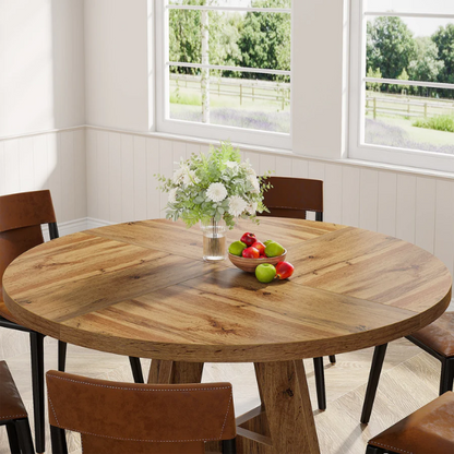47-Inch Round Dining Table for 4 – Modern Wood Kitchen Table with MDF Legs, Perfect for Dining Room, Kitchen, or Living Room