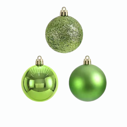 Green Christmas Ball Ornaments – 24-Piece Set, Shatterproof Holiday Decorations (Available in 3 cm, 4 cm, and 6 cm)
