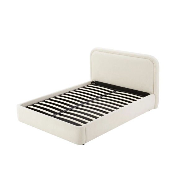 Premium Upholstered Aurora Lift-Up Storage Bed with Elegant Boucle Performance Fabric, Plush Foam-Padded Headboard, and Spacious Under-Bed Storage for a Clutter-Free Bedroom