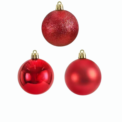 Red Christmas Ball Ornaments – 24-Piece Set, Shatterproof Holiday Decorations (Available in 3 cm, 4 cm, and 6 cm)