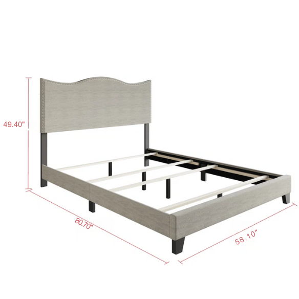 Sleek Upholstered Standard Bed – Full/Double Size in Solid Color Polyester with Stylish, Versatile Design