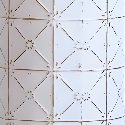 Elegant Ornate Metal Floor Vase Set (3-Piece) – Gilded Starry Grid Design, Tall Tulip-Shaped Vases with White and Gold Finish, Ideal for Dried Flowers or Stylish Décor