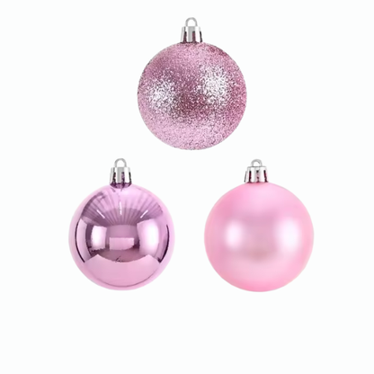 Pink Christmas Ball Ornaments – 24-Piece Set, Shatterproof Holiday Decorations (Available in 3 cm, 4 cm, and 6 cm)