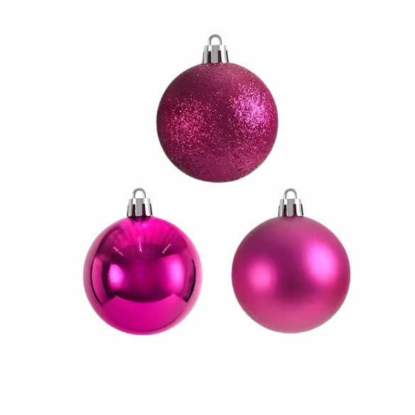Fuchsia Pink Christmas Ball Ornaments – 24-Piece Set, Shatterproof Holiday Decorations (Available in 3 cm, 4 cm, and 6 cm)
