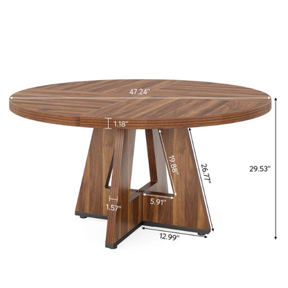 47-Inch Round Dining Table for 4 – Modern Wood Kitchen Table with MDF Legs, Perfect for Dining Room, Kitchen, or Living Room