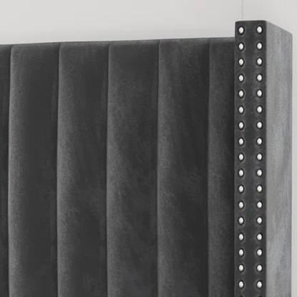 Velvet Upholstered Queen Size Platform Bed with Tufted Button Detail on Headboard