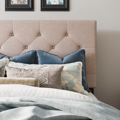 Queen Size Upholstered Platform Storage Bed with Tufted Button Accent Design