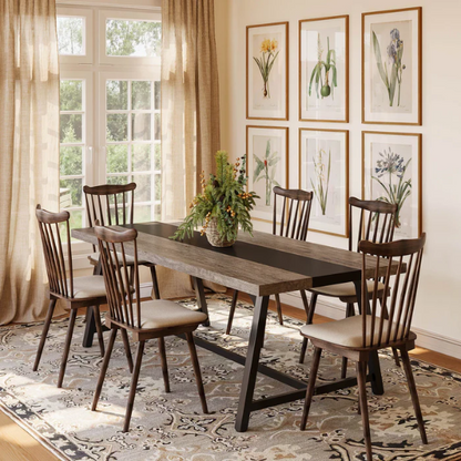 70.87-Inch Rectangular Dining Table for 8 – Sturdy Wood Kitchen Table with Industrial Metal Frame, Versatile Use for Dining, Office, or Events
