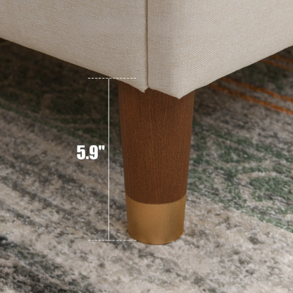 Elegant Linen Wingback Upholstered Platform Bed Frame – Luxurious Full Double Size Design with Gold Piping, Sturdy Support, and Effortless Assembly