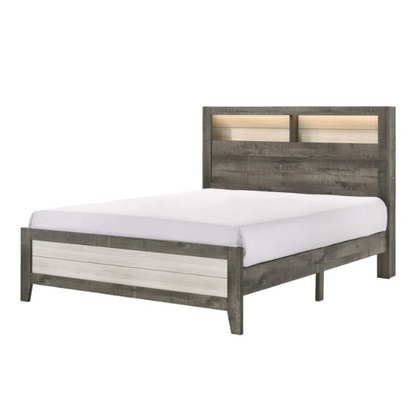 Stylish 6-Piece LED Platform Queen Bedroom Set in Cream and Brown – Modern Elegance with Ambient Lighting