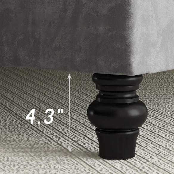 Luxurious Velvet Upholstered Sleigh Bed with Tufted Button and Gem-Accented Headboard