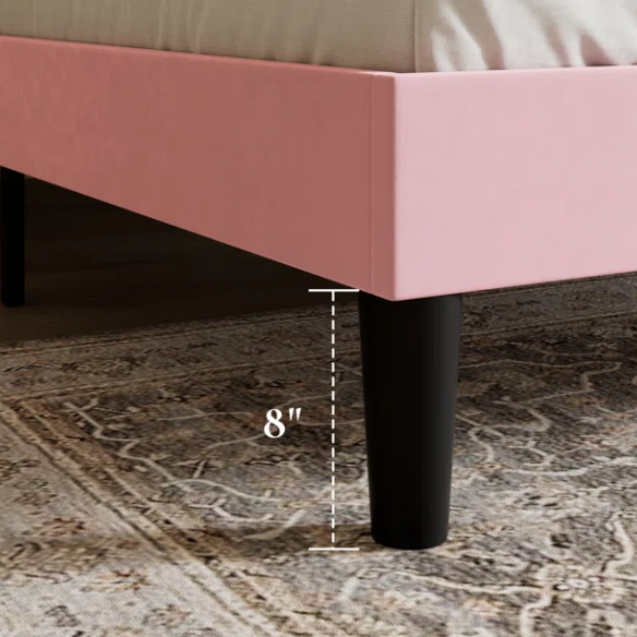 King Size Upholstered Platform Bed with Wingback Headboard – Simple, Elegant Design, Sturdy Wooden Slats, No Box Spring Needed for a Luxurious Sleep Experience