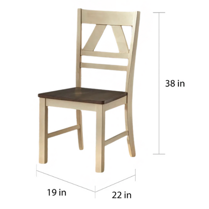 Charming Country-Style Dining Set with Rustic Appeal – Round Table & Geometric Back Chairs
